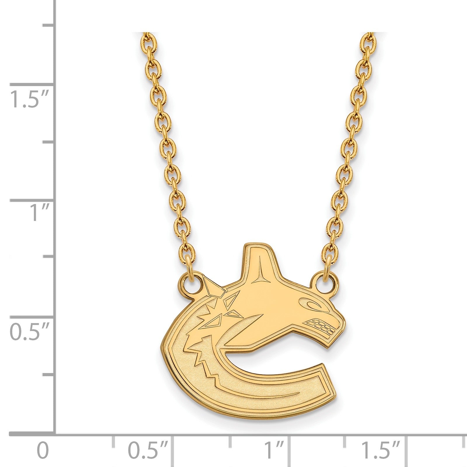 10K Gelbgold Nhl Logoart Vancouver Canucks Groß Anhänger 18 Zoll Halskette