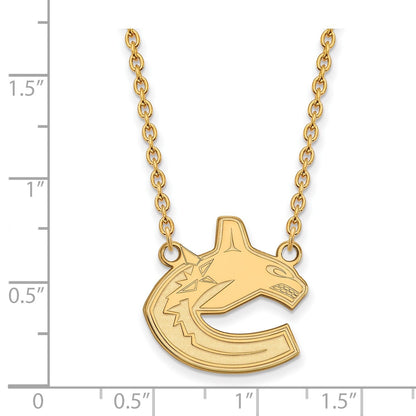 10K Gelbgold Nhl Logoart Vancouver Canucks Groß Anhänger 18 Zoll Halskette