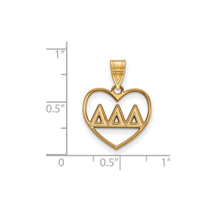 Vergoldet Sterlingsilber Logoart Delta Sorority Greek Buchstaben Herz Anhänger