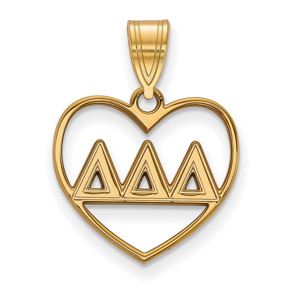Vergoldet Sterlingsilber Logoart Delta Sorority Greek Buchstaben Herz Anhänger
