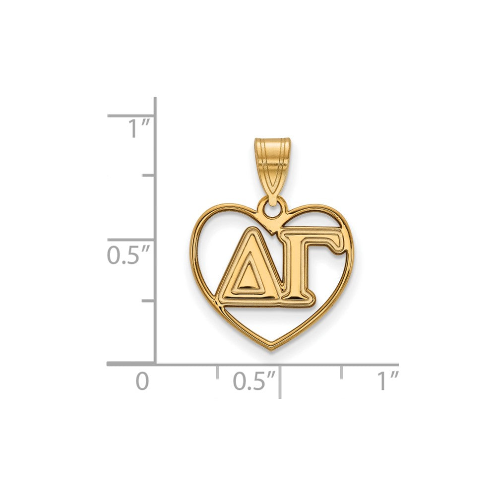 Vergoldet Sterlingsilber Logoart Delta Gamma Sorority Greek Buchstaben Herz Anhänger