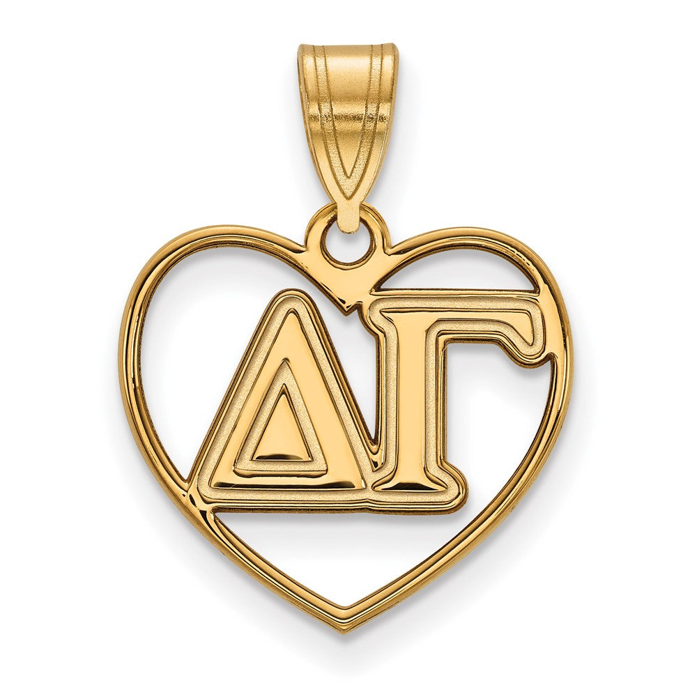 Vergoldet Sterlingsilber Logoart Delta Gamma Sorority Greek Buchstaben Herz Anhänger