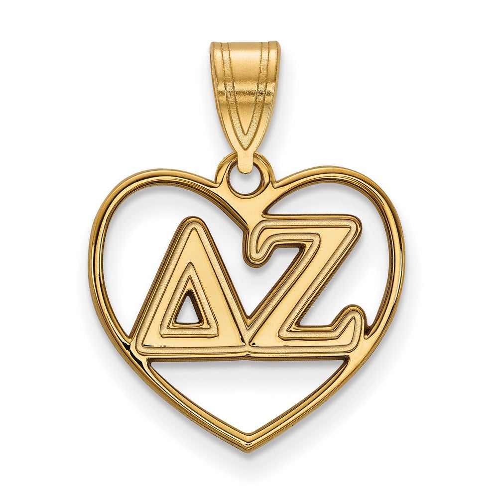 Vergoldet Sterlingsilber Logoart Delta Zeta Sorority Greek Buchstaben Herz Anhänger