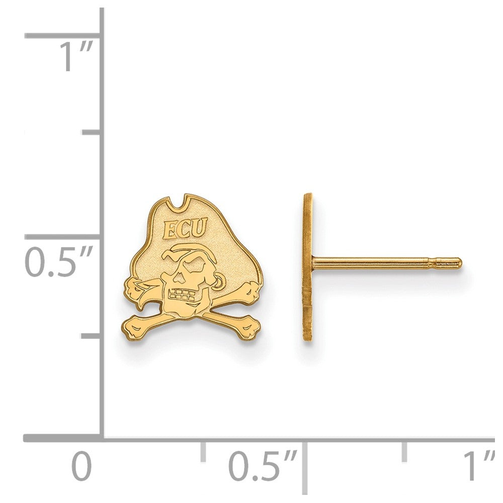 10K Gelbgold Logoart Ost Carolina University Pirat Extra Klein Ohrstecker