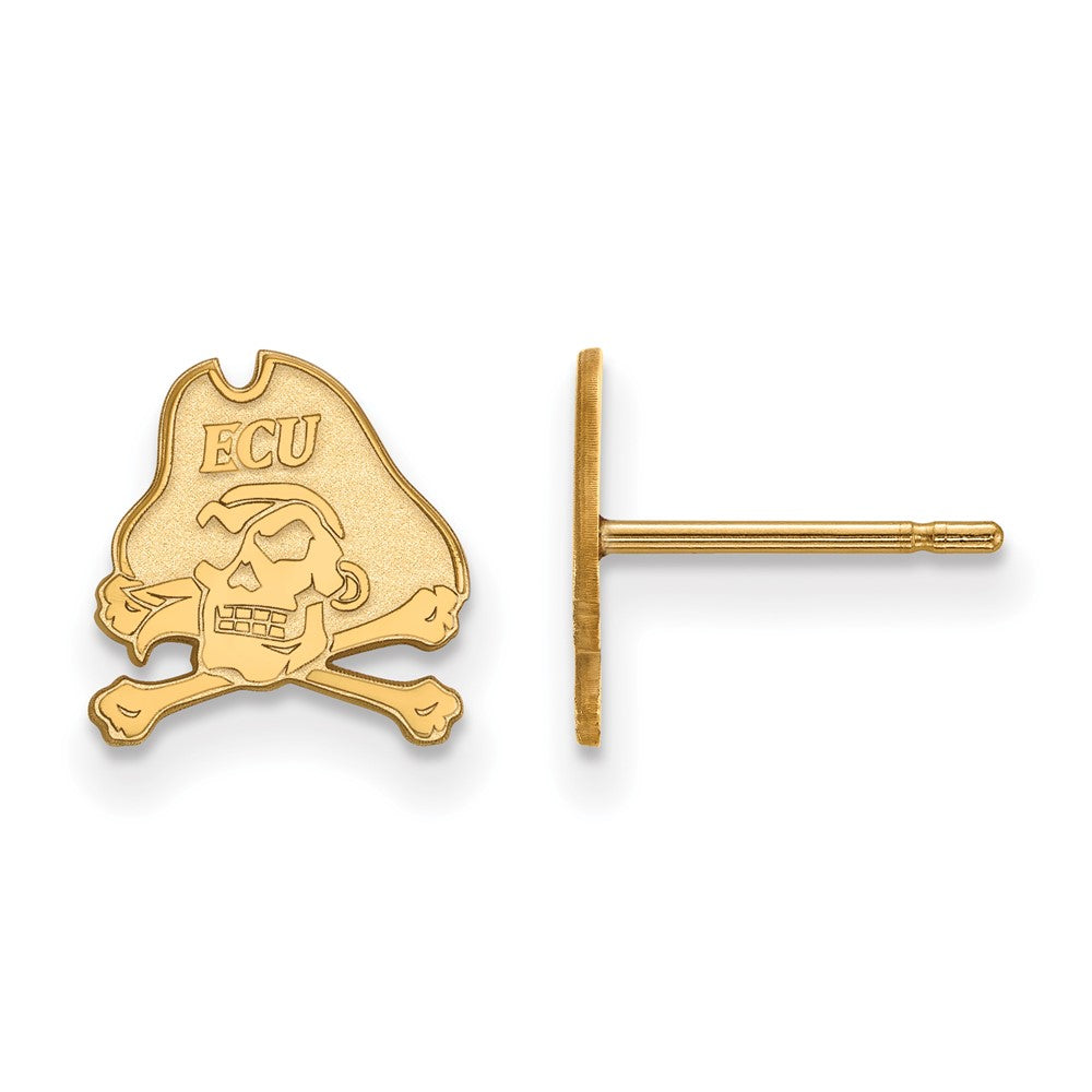 10K Gelbgold Logoart Ost Carolina University Pirat Extra Klein Ohrstecker