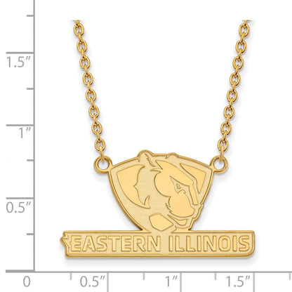 Vergoldet Sterlingsilber Logoart Eastern Illinois University Groß Anhänger 18 Zoll Halskette