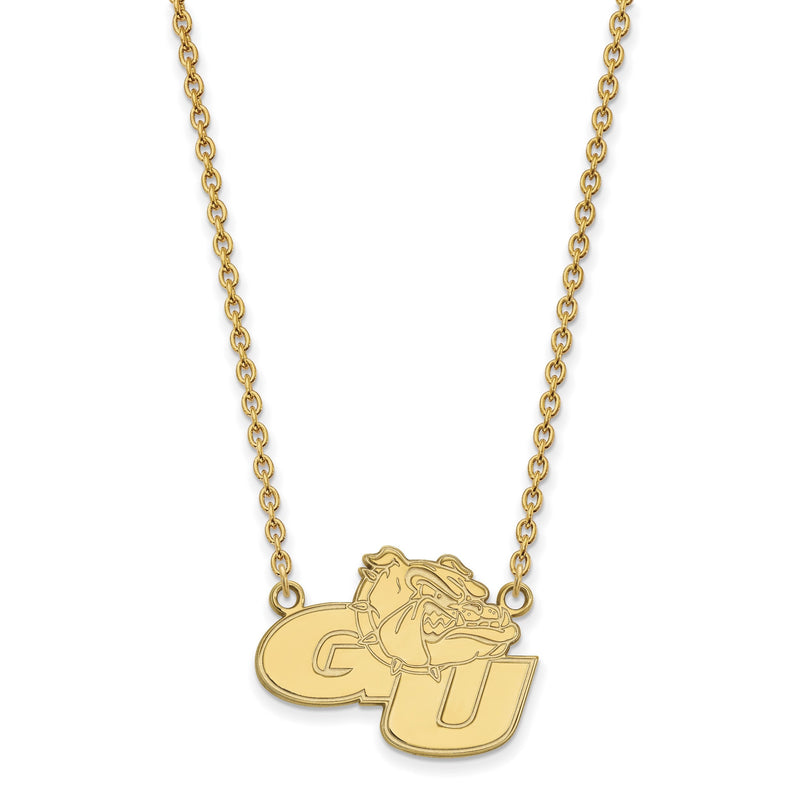 Vergoldet Sterlingsilber Logoart Gonzaga University G U Bulldog Groß Anhänger 18 Zoll Halskette