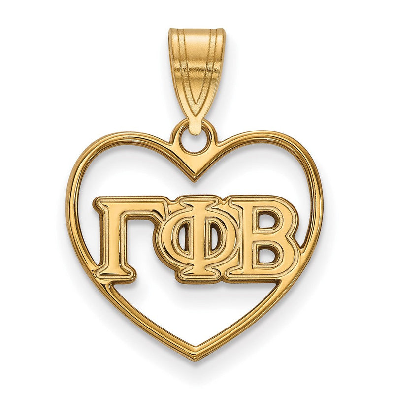 Vergoldet Sterlingsilber Logoart Gamma Phi Beta Sorority Greek Buchstaben Herz Anhänger