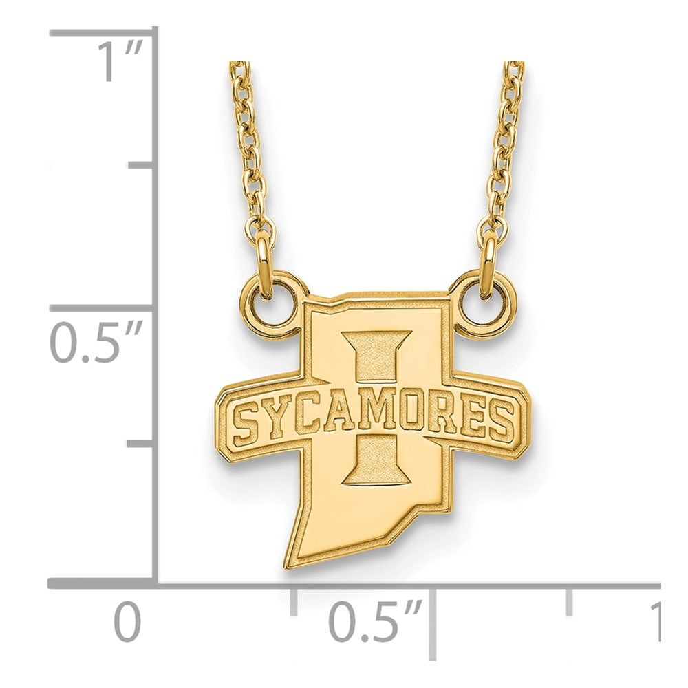 Vergoldet Sterlingsilber Logoart Indiana State University Sycamores Klein Anhänger 18 Zoll Halskette