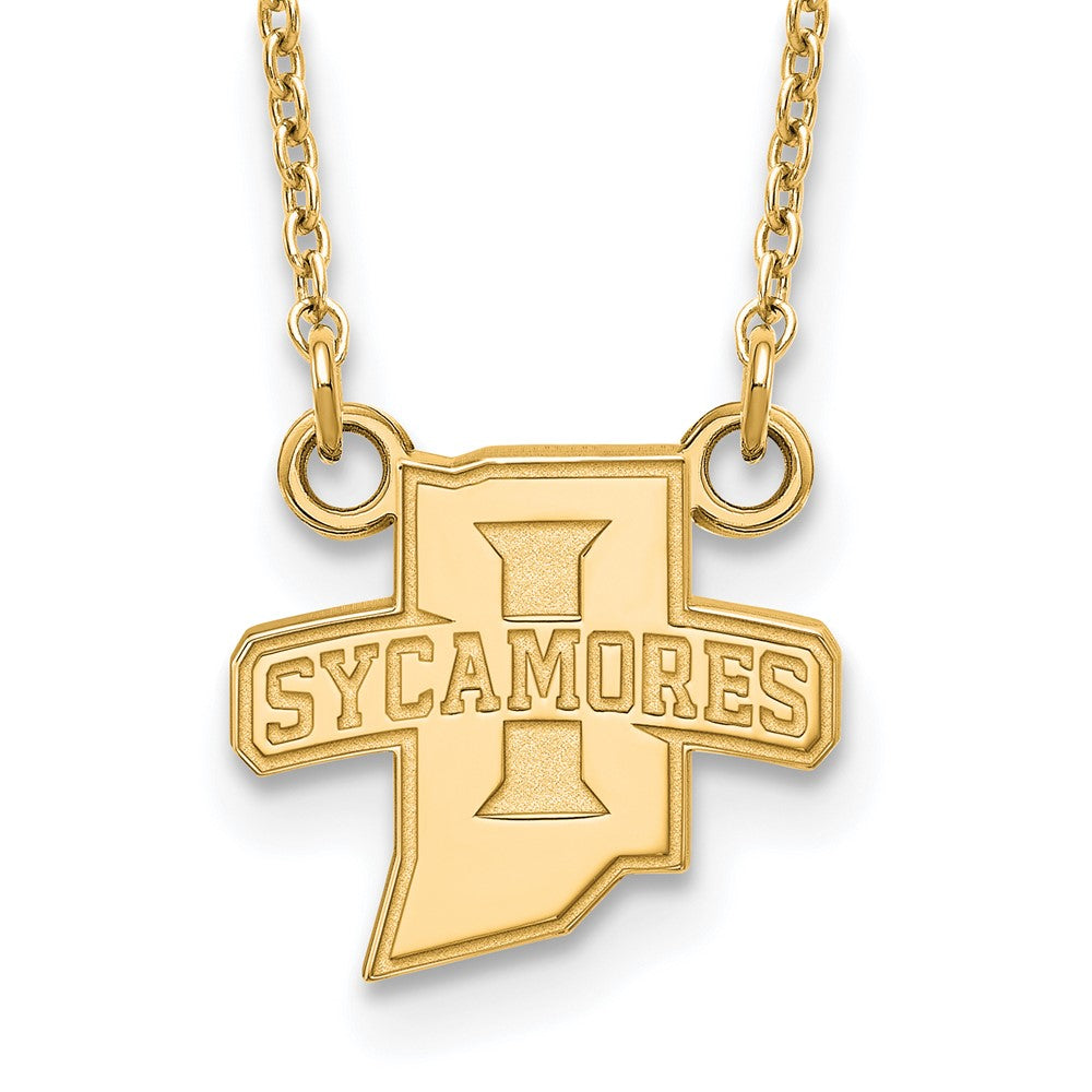 Vergoldet Sterlingsilber Logoart Indiana State University Sycamores Klein Anhänger 18 Zoll Halskette