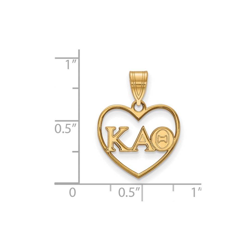 Vergoldet Sterlingsilber Logoart Kappa Alpha Theta Sorority Greek Buchstaben Herz Anhänger