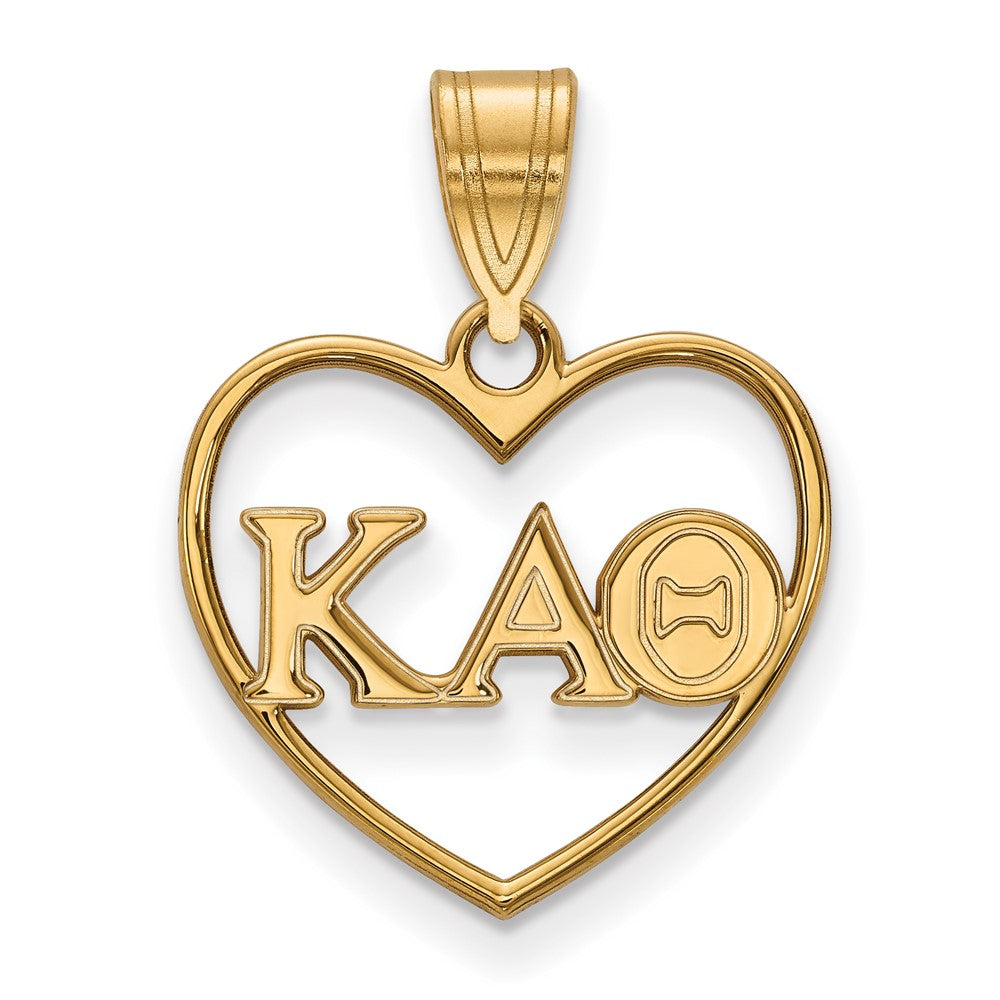 Vergoldet Sterlingsilber Logoart Kappa Alpha Theta Sorority Greek Buchstaben Herz Anhänger