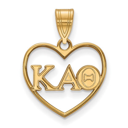 Vergoldet Sterlingsilber Logoart Kappa Alpha Theta Sorority Greek Buchstaben Herz Anhänger