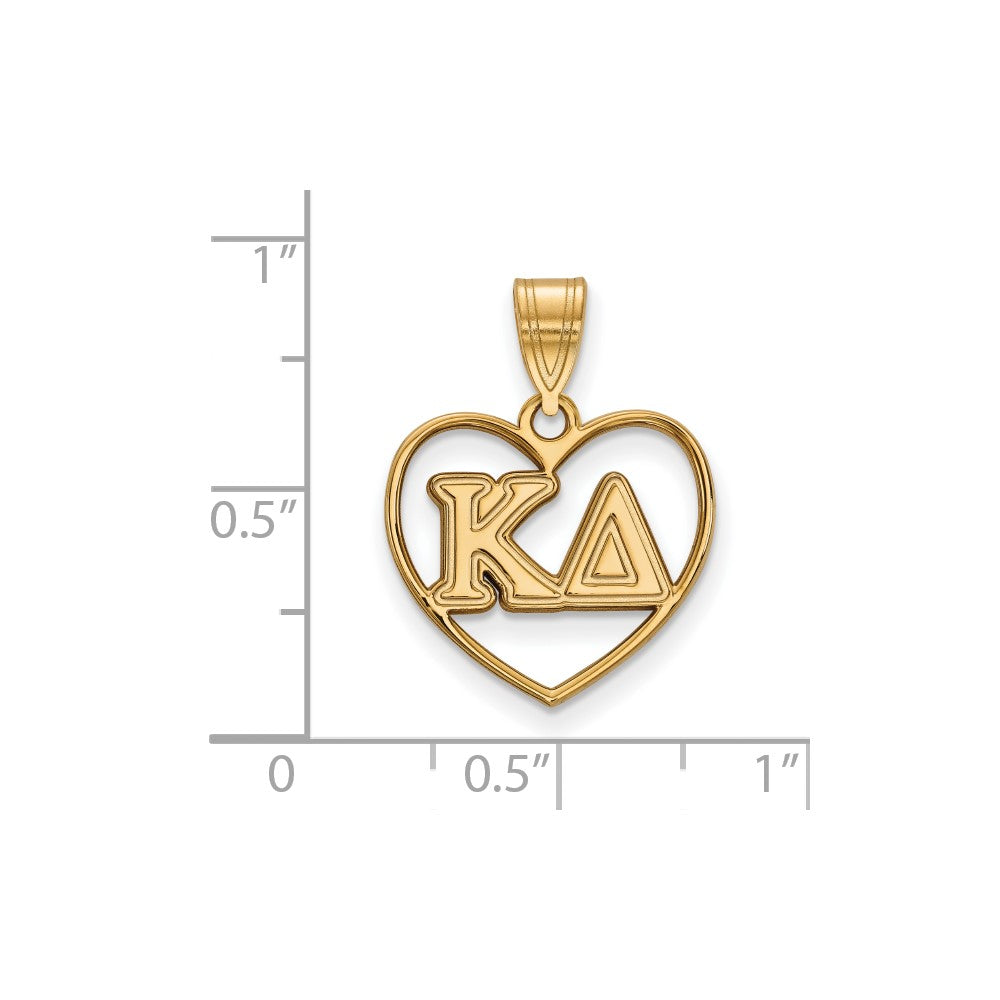 Vergoldet Sterlingsilber Logoart Kappa Delta Sorority Greek Buchstaben Herz Anhänger