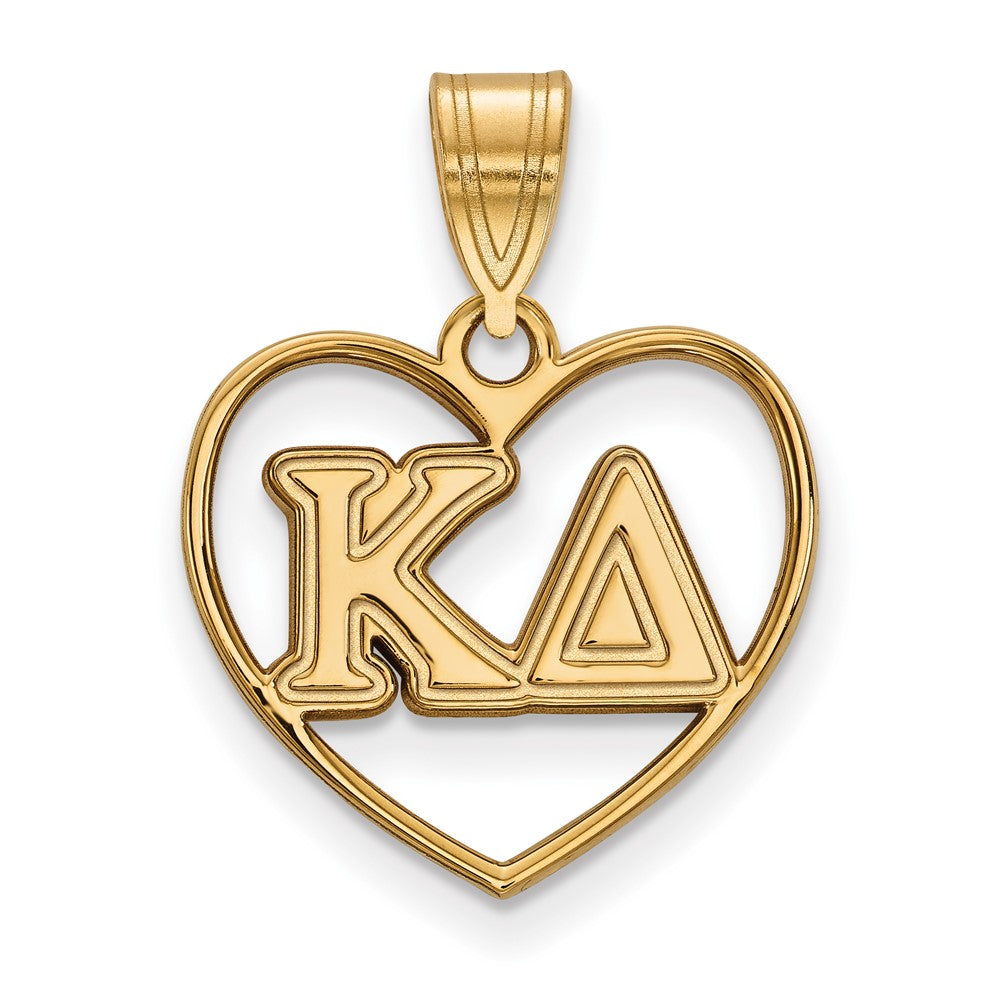Vergoldet Sterlingsilber Logoart Kappa Delta Sorority Greek Buchstaben Herz Anhänger