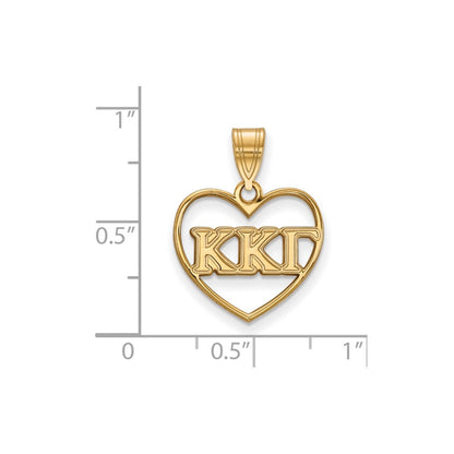 Vergoldet Sterlingsilber Logoart Kappa Gamma Sorority Greek Buchstaben Herz Anhänger