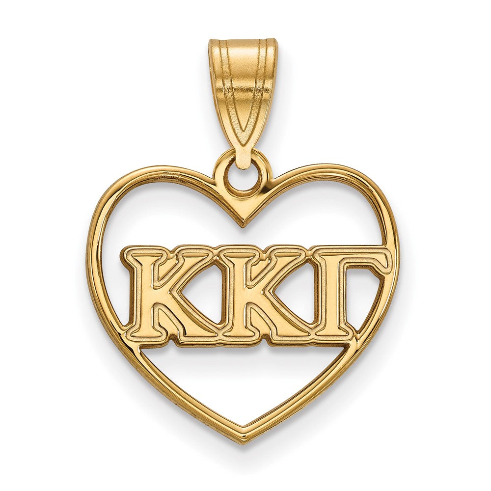 Vergoldet Sterlingsilber Logoart Kappa Gamma Sorority Greek Buchstaben Herz Anhänger