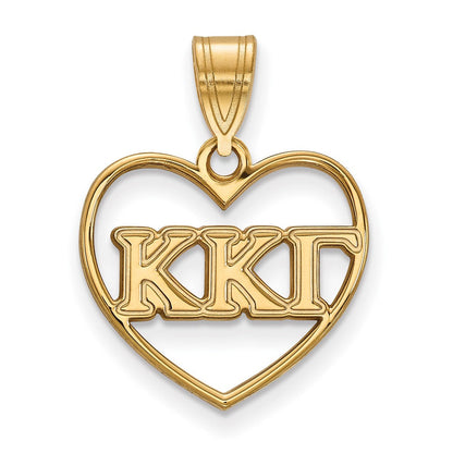 Vergoldet Sterlingsilber Logoart Kappa Gamma Sorority Greek Buchstaben Herz Anhänger