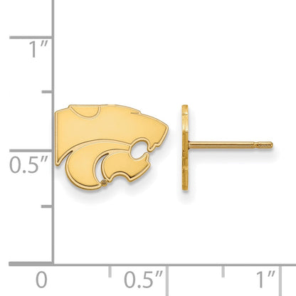14K Gelbgold Logoart Kansas State University Wildkatze Extra Klein Ohrstecker