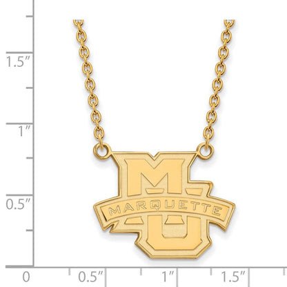 14K Gelbgold Logoart Marquette University Groß Anhänger 18 Zoll Halskette
