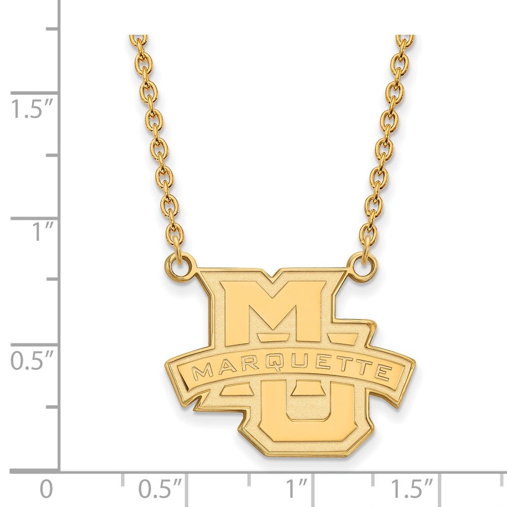 10K Gelbgold Logoart Marquette University Groß Anhänger 18 Zoll Halskette