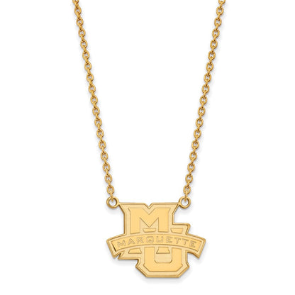 14K Gelbgold Logoart Marquette University Groß Anhänger 18 Zoll Halskette