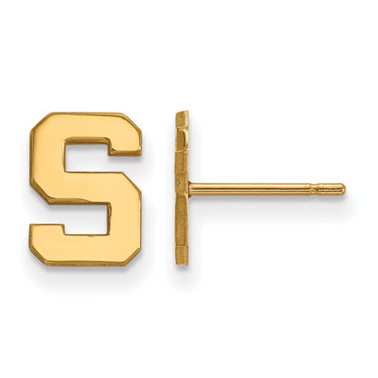10K Gelbgold Logoart Michigan State University Buchstabe S Extra Klein Ohrstecker