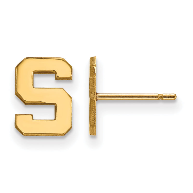 10K Gelbgold Logoart Michigan State University Buchstabe S Extra Klein Ohrstecker