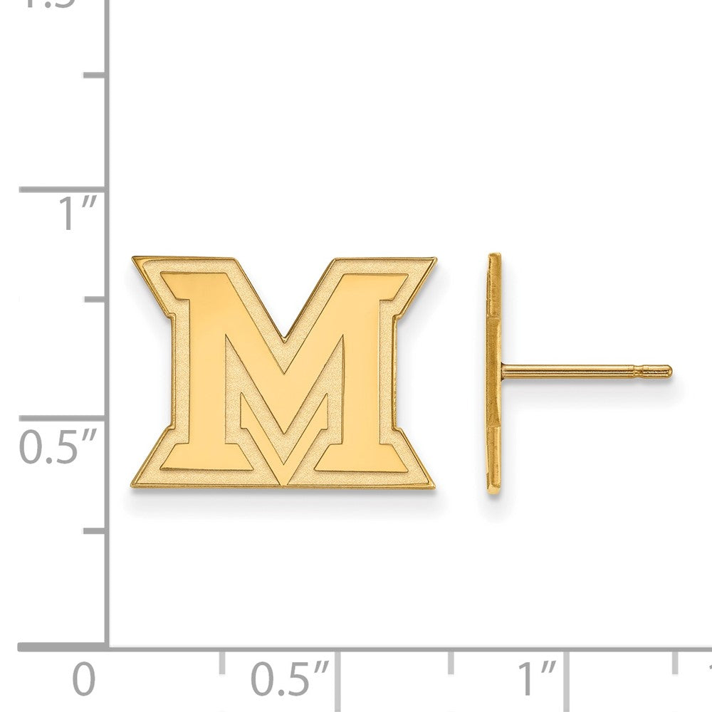 10K Gelbgold Logoart Miami University Ohio Buchstabe M Klein Ohrstecker