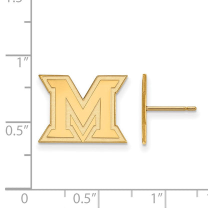 10K Gelbgold Logoart Miami University Ohio Buchstabe M Klein Ohrstecker