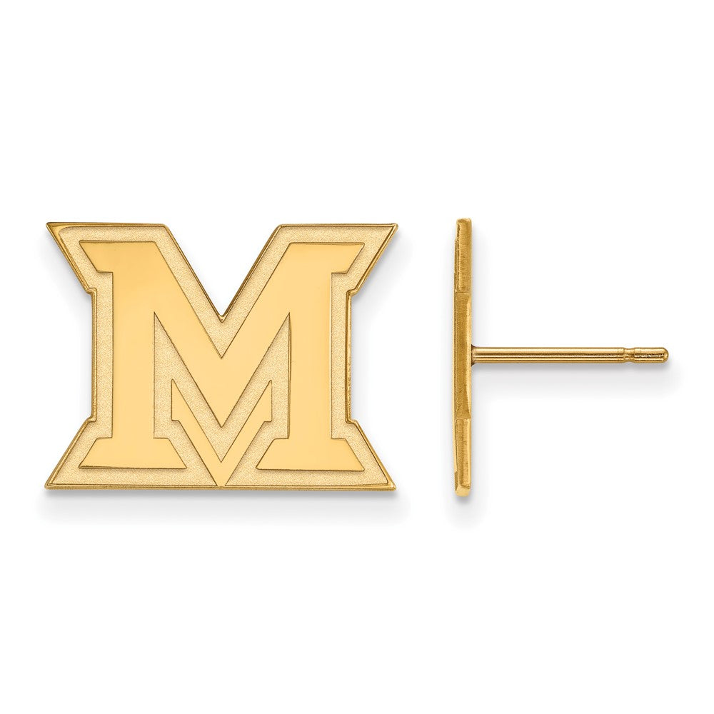 10K Gelbgold Logoart Miami University Ohio Buchstabe M Klein Ohrstecker