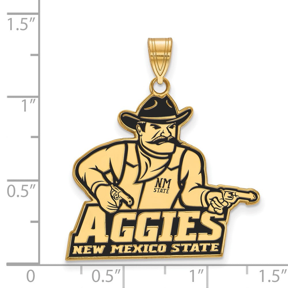 Vergoldet Sterlingsilber Logoart New Mexico State University Aggies Extra Groß Emailliert Anhänger