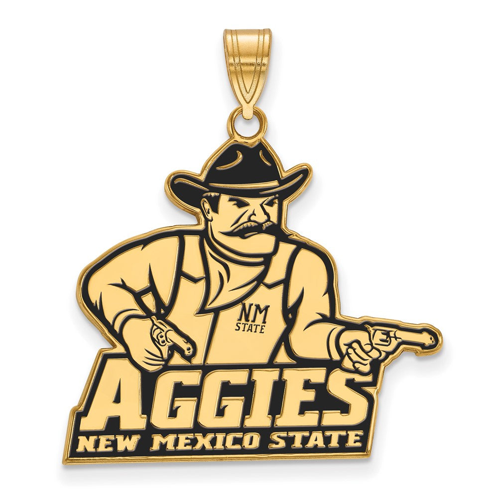 Vergoldet Sterlingsilber Logoart New Mexico State University Aggies Extra Groß Emailliert Anhänger