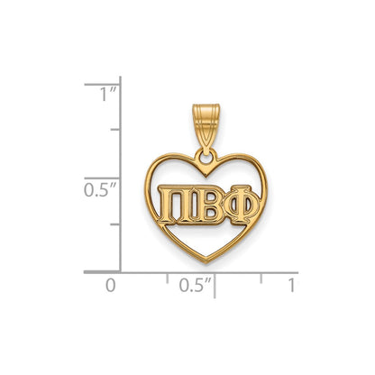 Vergoldet Sterlingsilber Logoart Pi Beta Phi Sorority Greek Buchstaben Herz Anhänger