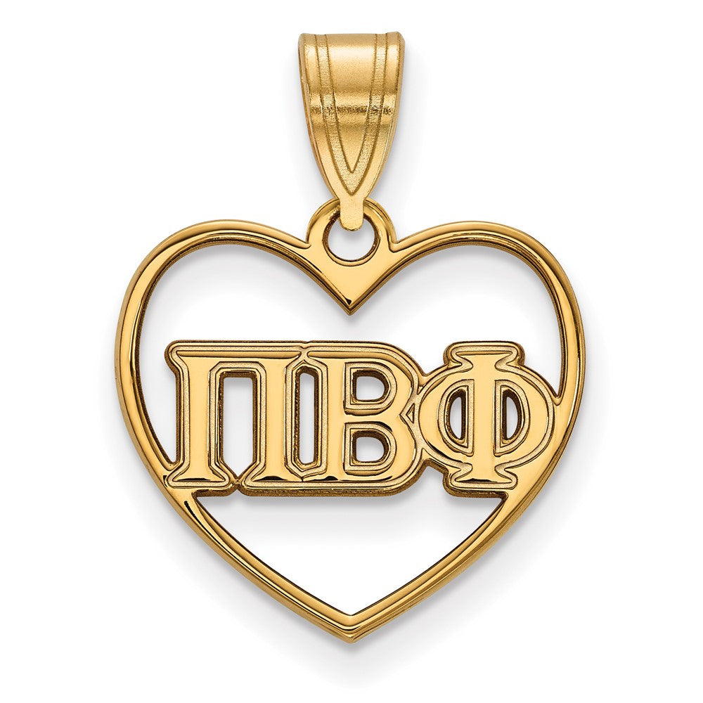 Vergoldet Sterlingsilber Logoart Pi Beta Phi Sorority Greek Buchstaben Herz Anhänger