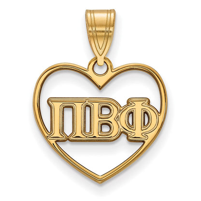 Vergoldet Sterlingsilber Logoart Pi Beta Phi Sorority Greek Buchstaben Herz Anhänger