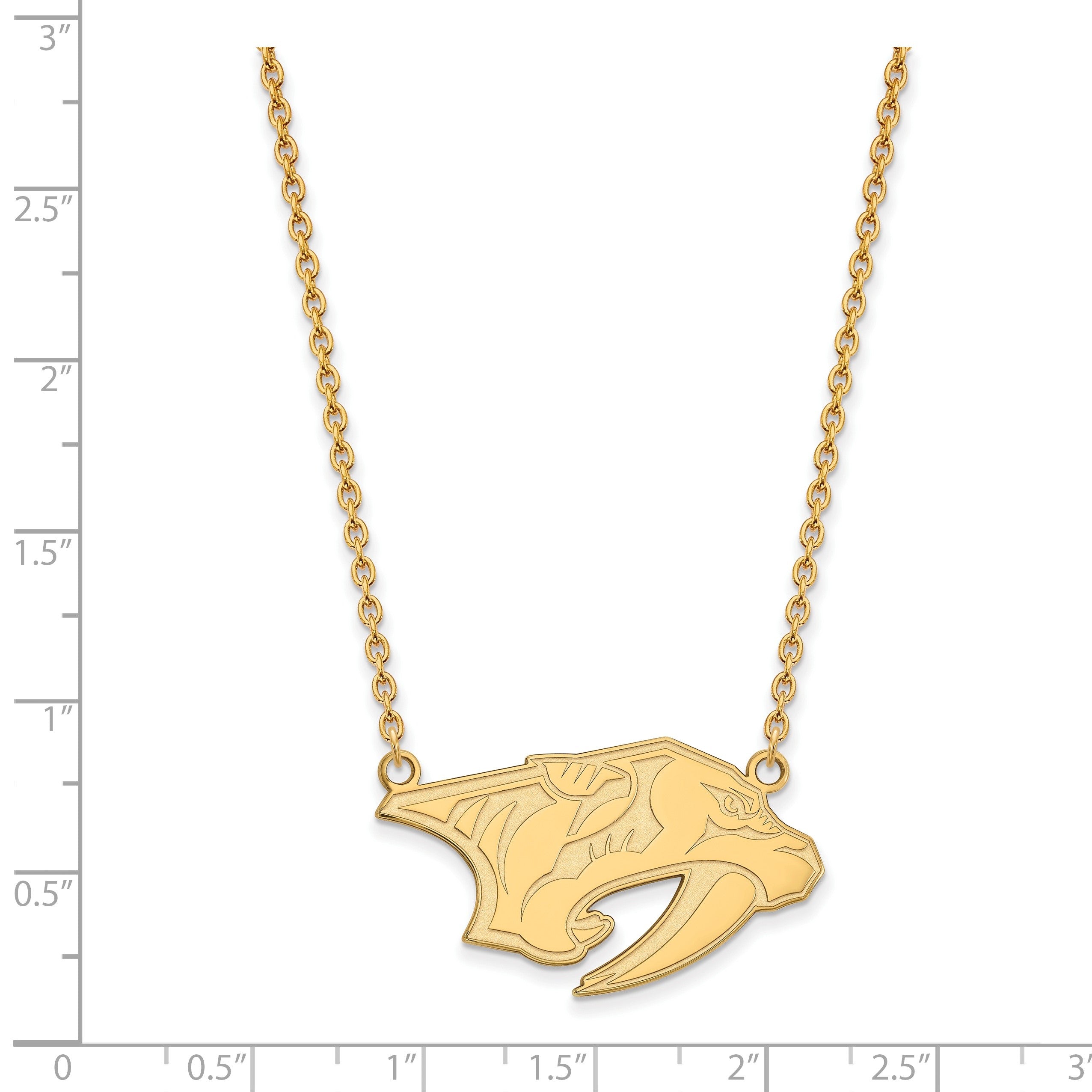10K Gelbgold Nhl Logoart Nashville Predators Groß Anhänger 18 Zoll Halskette