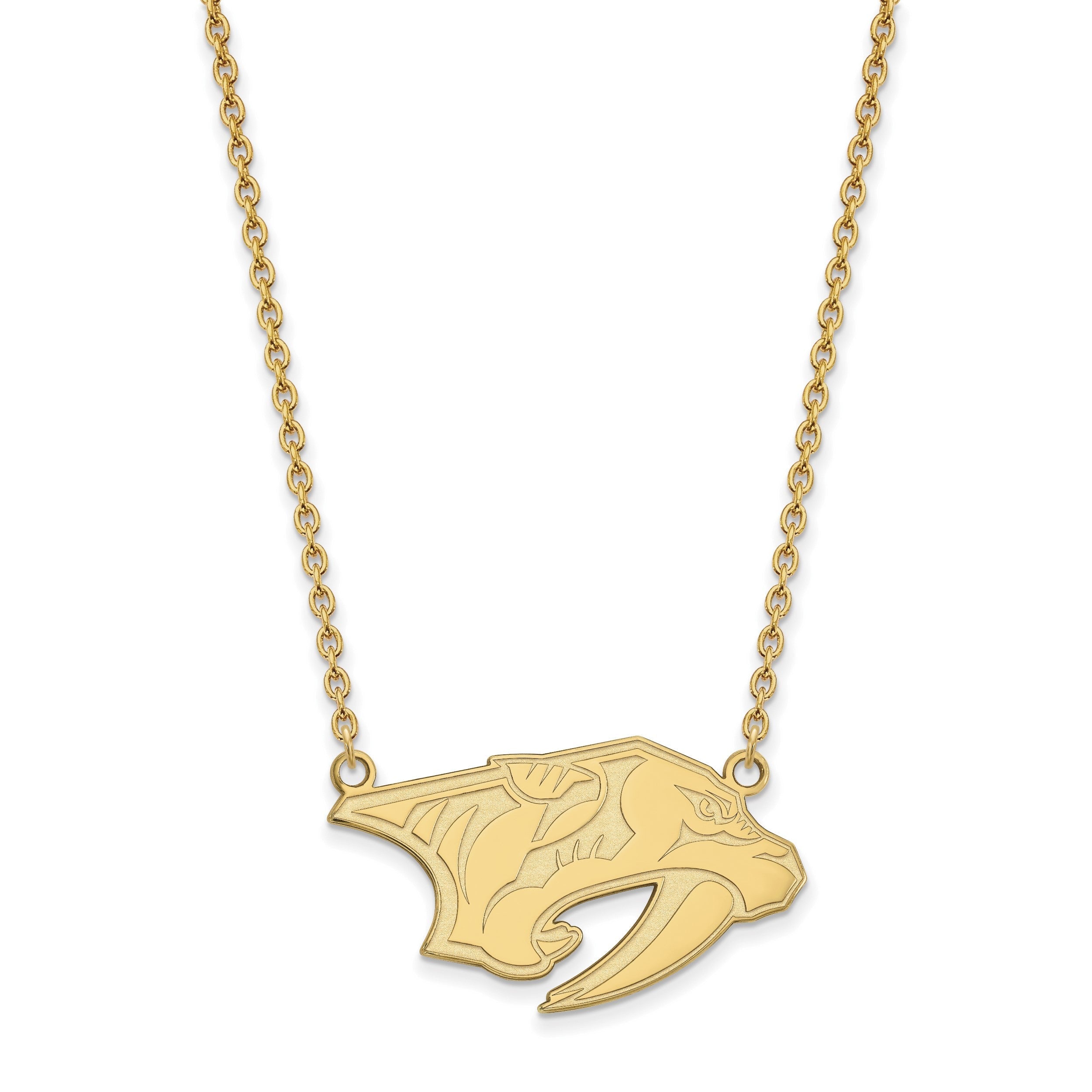 10K Gelbgold Nhl Logoart Nashville Predators Groß Anhänger 18 Zoll Halskette