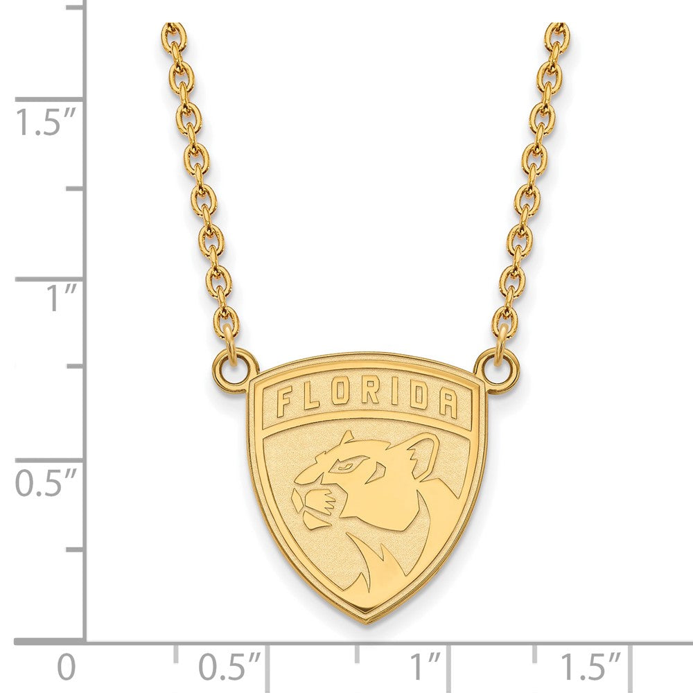 10K Gelbgold Nhl Logoart Florida Panthers Groß Anhänger 18 Zoll Halskette