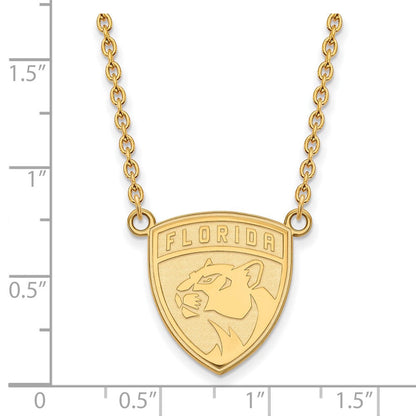 Vergoldet Sterlingsilber Nhl Logoart Florida Panthers Groß Anhänger 18 Zoll Halskette