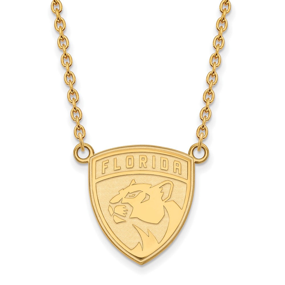 10K Gelbgold Nhl Logoart Florida Panthers Groß Anhänger 18 Zoll Halskette