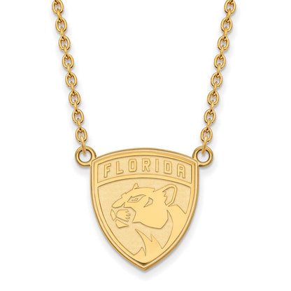 10K Gelbgold Nhl Logoart Florida Panthers Groß Anhänger 18 Zoll Halskette