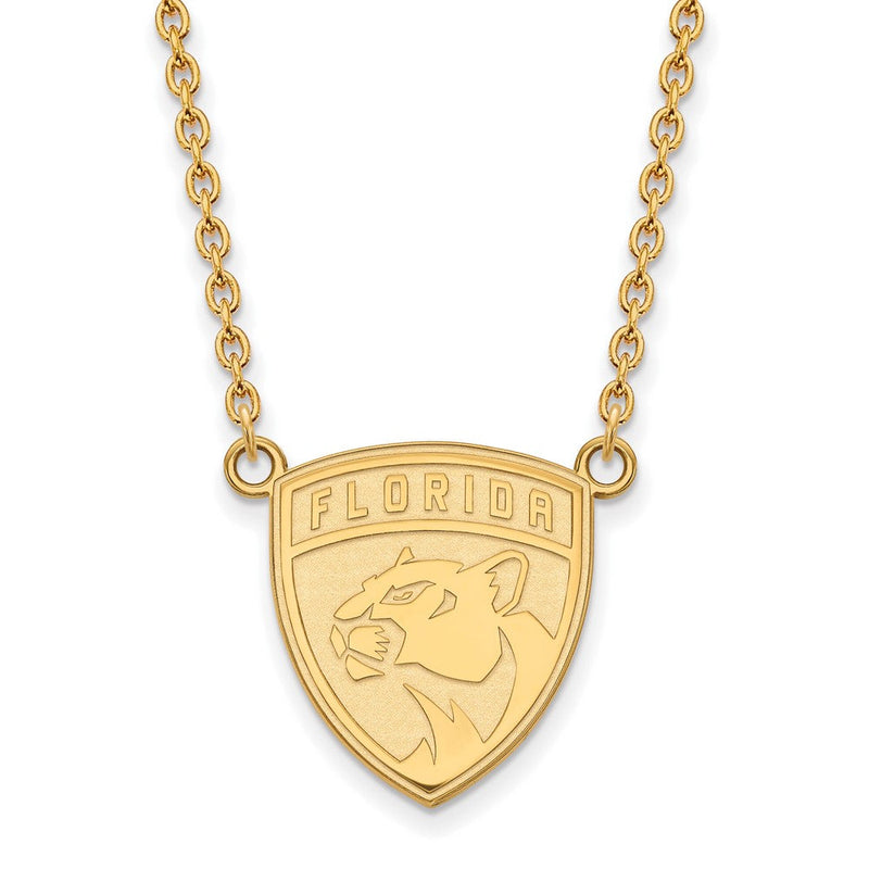 10K Gelbgold Nhl Logoart Florida Panthers Groß Anhänger 18 Zoll Halskette