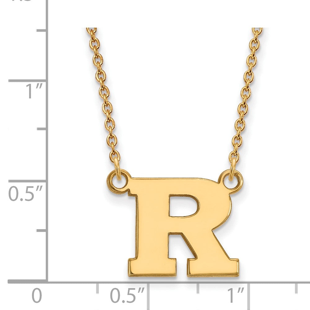 Vergoldet Sterlingsilber Logoart Rutgers University Buchstabe R Klein Anhänger 18 Zoll Halskette