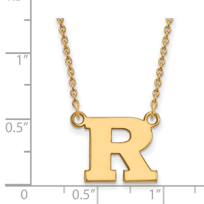 Vergoldet Sterlingsilber Logoart Rutgers University Buchstabe R Klein Anhänger 18 Zoll Halskette