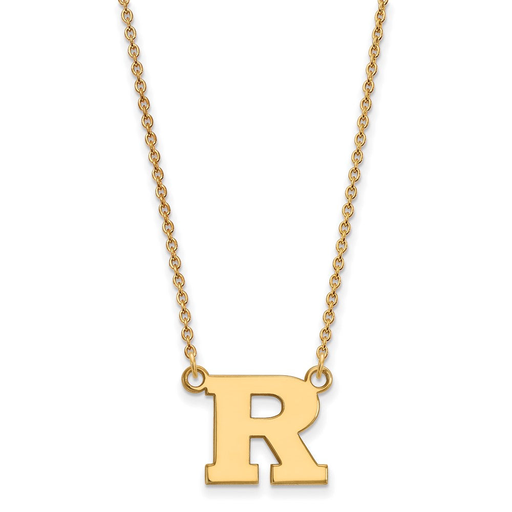 Vergoldet Sterlingsilber Logoart Rutgers University Buchstabe R Klein Anhänger 18 Zoll Halskette