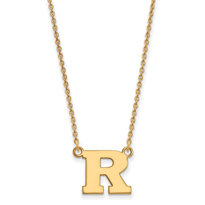 14K Gelbgold Logoart Rutgers University Buchstabe R Klein Anhänger 18 Zoll Halskette