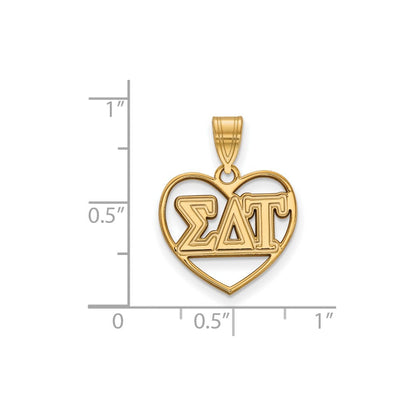 Vergoldet Sterlingsilber Logoart Sigma Delta Tau Sorority Greek Buchstaben Herz Anhänger