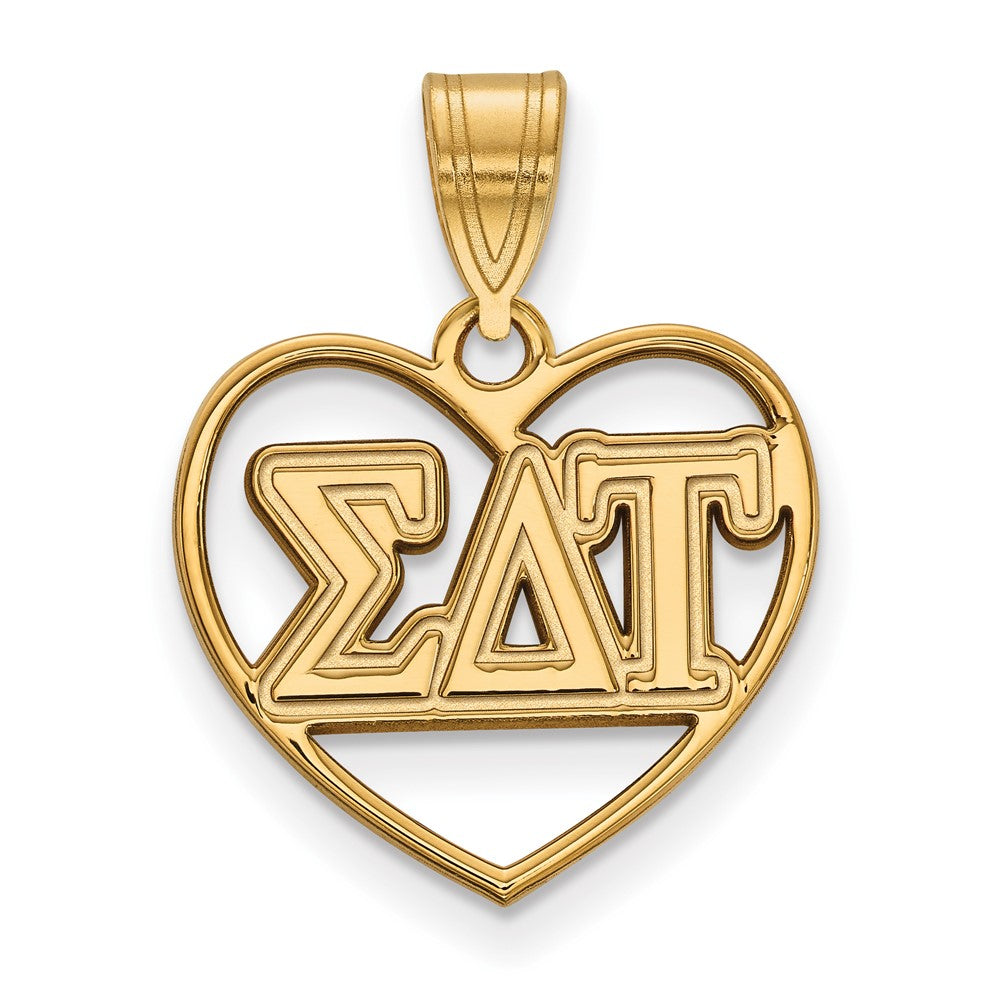 Vergoldet Sterlingsilber Logoart Sigma Delta Tau Sorority Greek Buchstaben Herz Anhänger