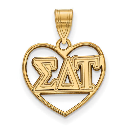 Vergoldet Sterlingsilber Logoart Sigma Delta Tau Sorority Greek Buchstaben Herz Anhänger
